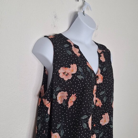 Torrid Harper Floral Polka Dot Blouse Sz 2 Crop Button Down Rockabilly Office - Picture 4 of 11